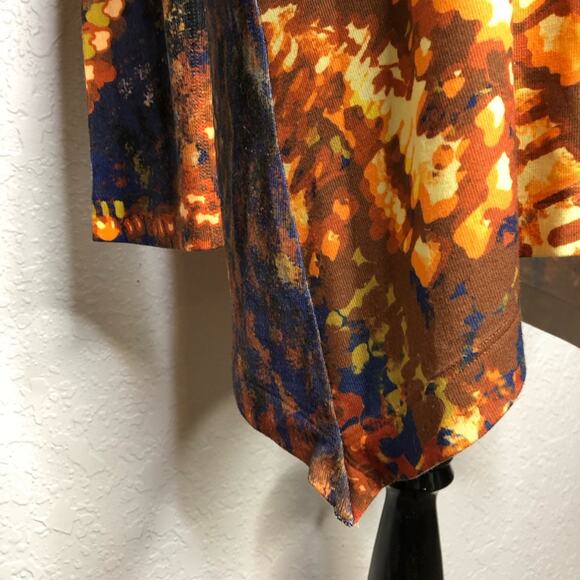 Soft Surroundings blue black gold watercolor knit tunic top size Large - Picture 5 of 11